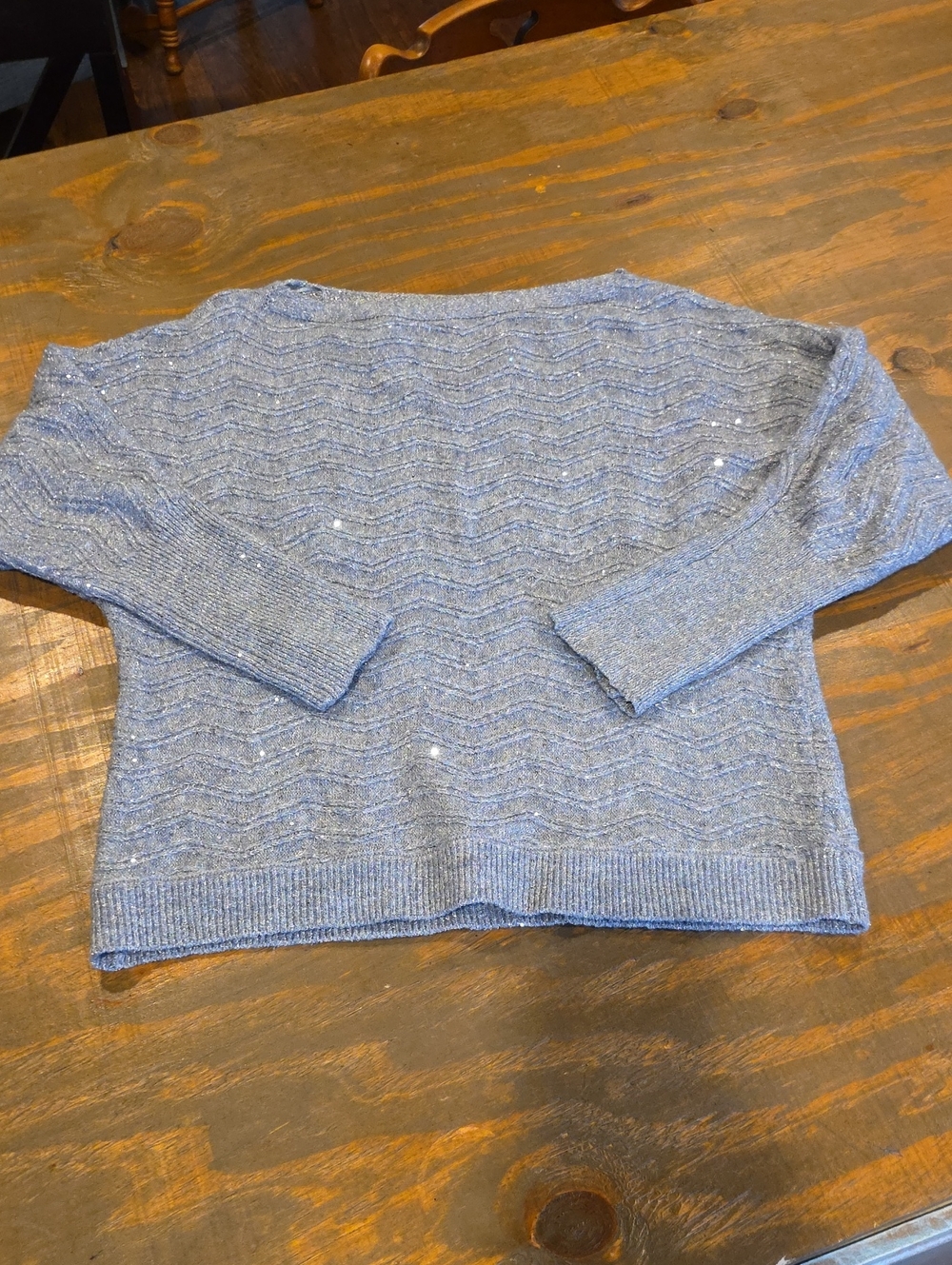Maurices Light Blue Chevron Knit Crewneck Sweater
